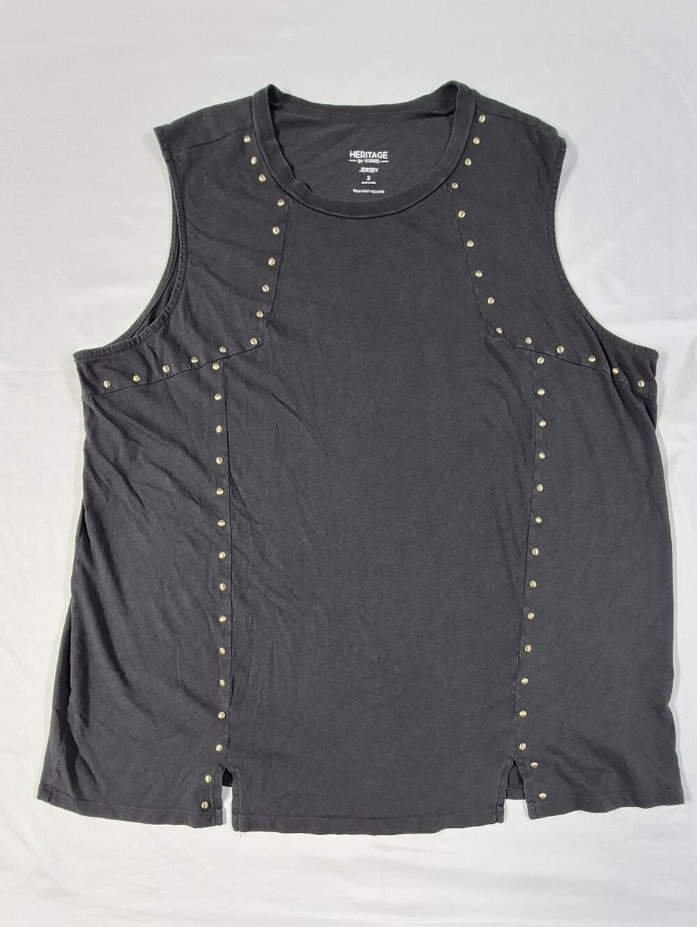 Torrid Heritage Cotton Studded Muscle Gray Tank 2XL
